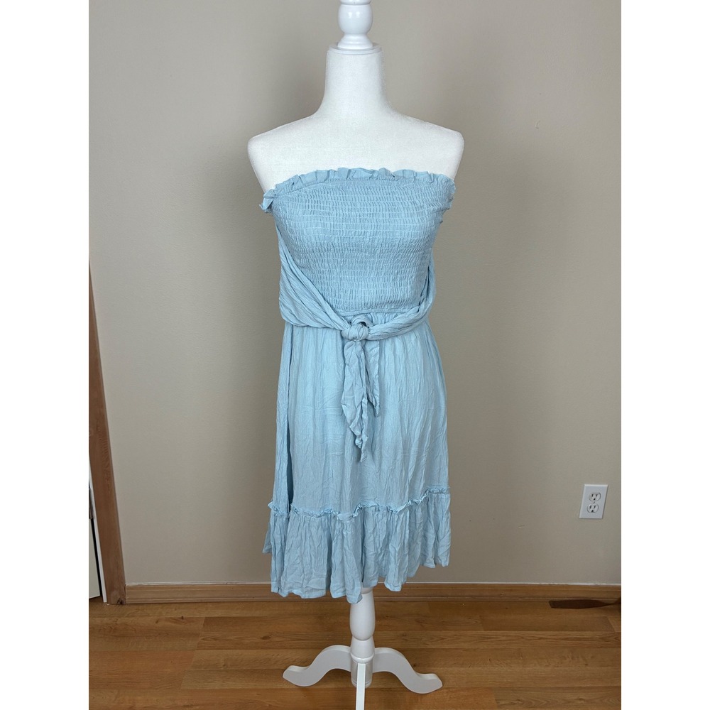 Cupshe Smocked Strapless Tie-Waist Ruffle Mini Dress Large CAA05A4D026SS (G5)‎